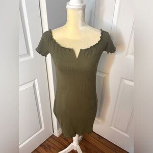Olive Green off the shoulder dress by SHEIN